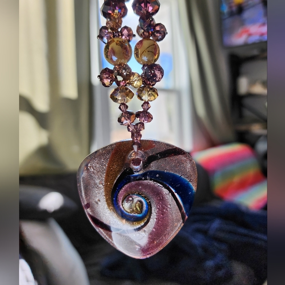 Preowned Murano glass heart‎ necklace/pendant
